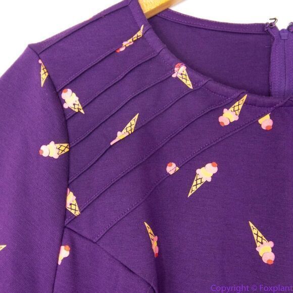 Unique Vintage Gwynnie Bee Purple Ice Cream Cone Fit And Flare Dress, 0XL - Picture 11 of 16
